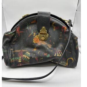 Piero Guidi Magic Circus Top Handle Bag Crossbody Satchel Leather Canvas Boho